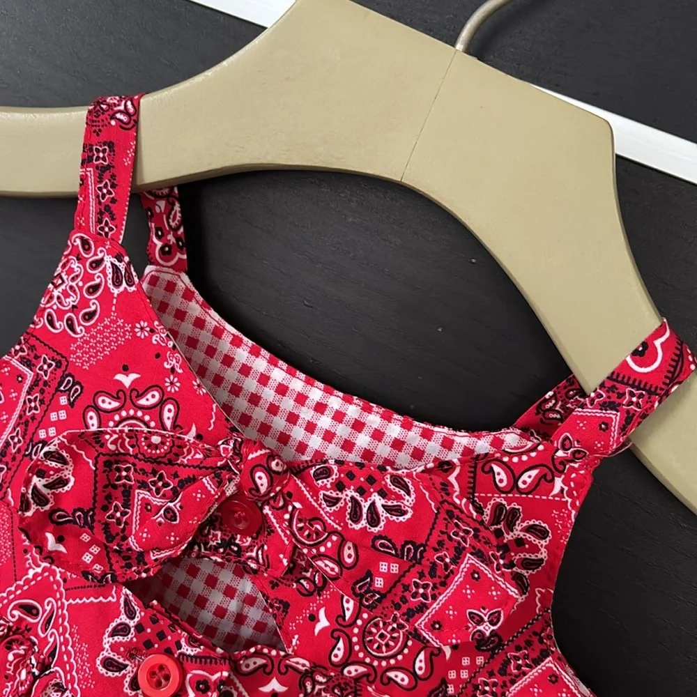 Blueberi Boulevard Baby Girls Red Handkerchief Dress